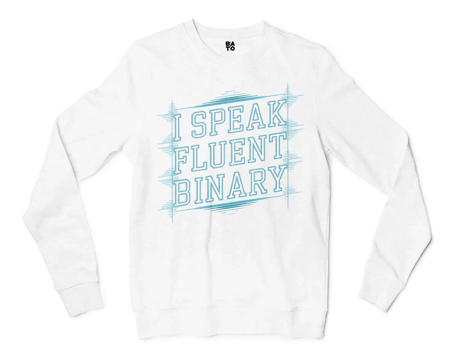 I Speak Fluent Binary Men/Unisex Long Sleeve Sweatshirt in White Color