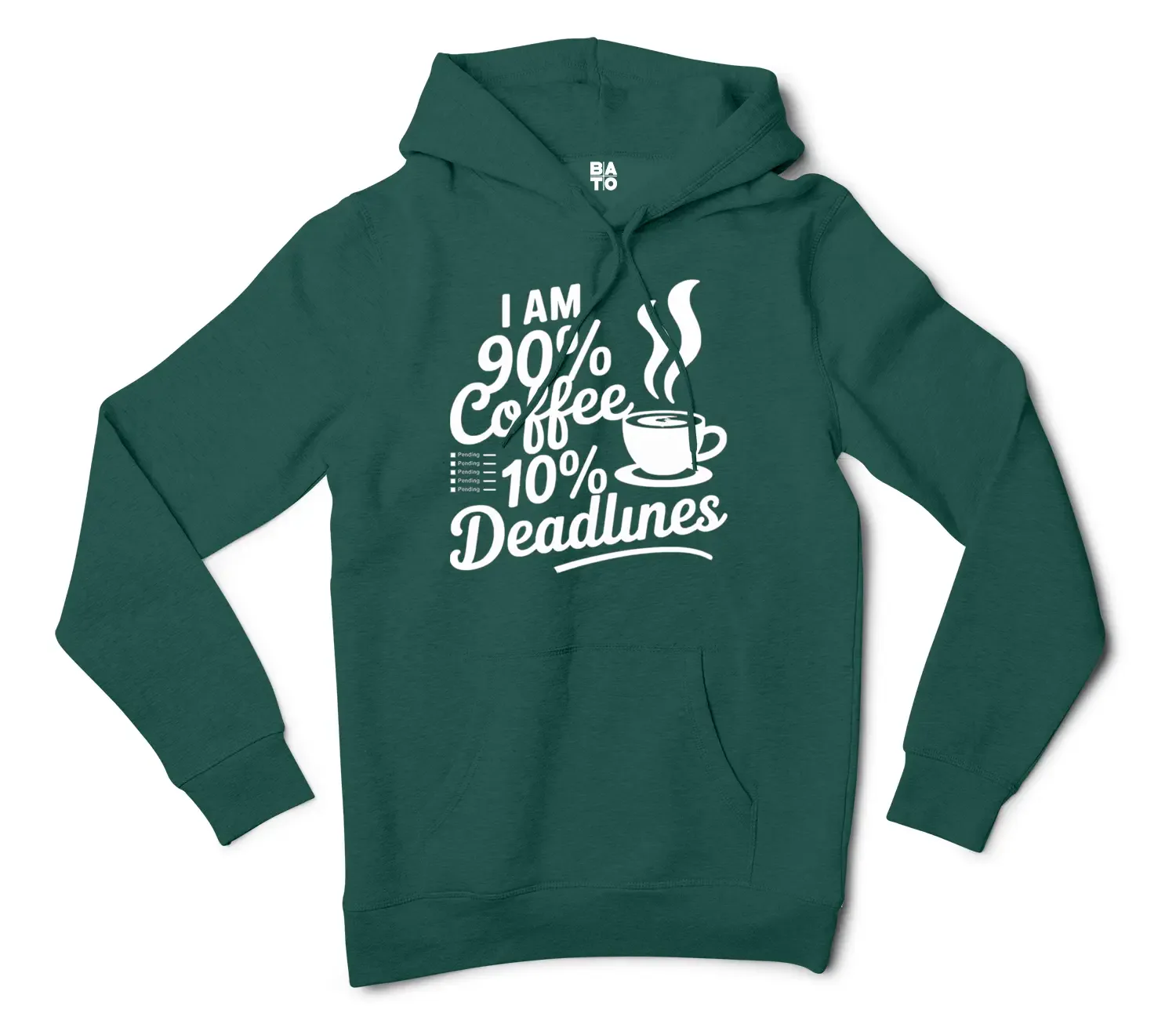 Iam 90 Percent Coffee 10 Percent Deadlines Men/Unisex Hoodie in Alpine Green Color