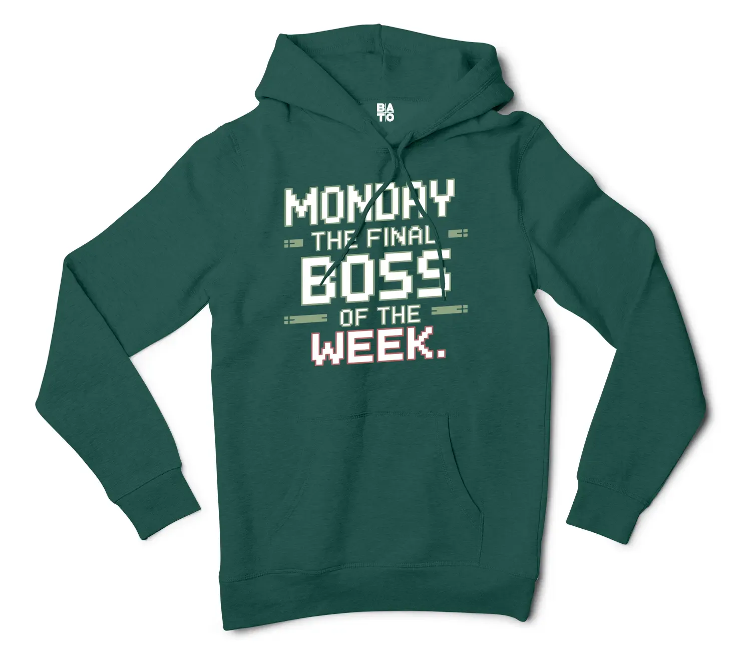 Monday, The Final Boss Of The Week Men/Unisex Hoodie in Alpine Green Color