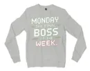 Monday, The Final Boss Of The Week Men/Unisex Long Sleeve Sweatshirt in Ash Color