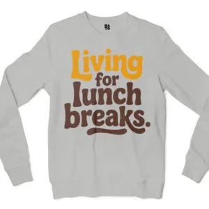 Living For Lunch Breaks Men/Unisex Long Sleeve T-Shirt in Ash Color