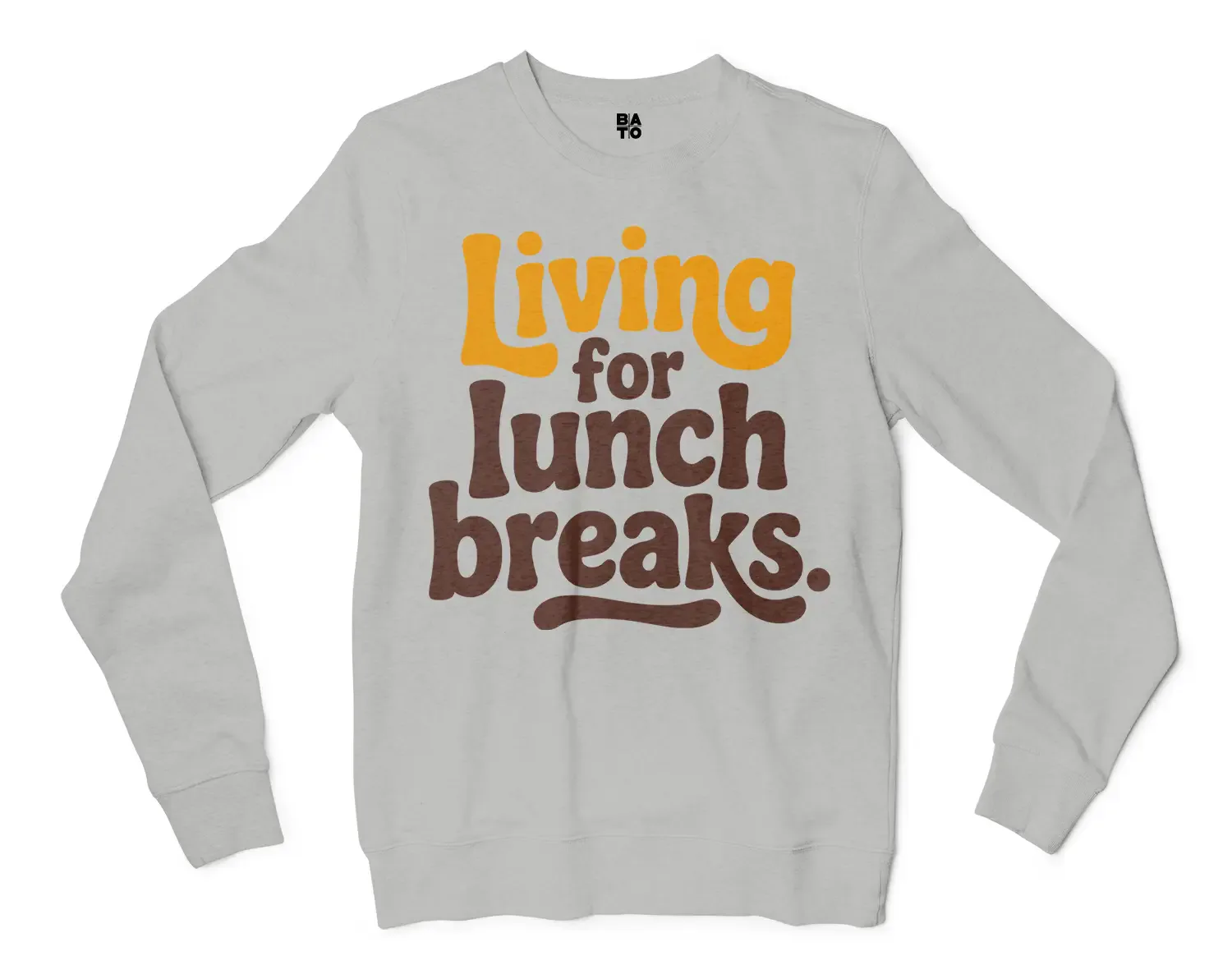 Living For Lunch Breaks Men/Unisex Long Sleeve T-Shirt in Ash Color