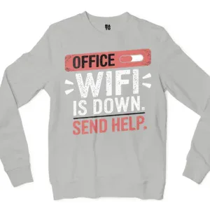 Office Wifi Is Down, Send Help Men/Unisex Long Sleeve T-Shirt in Ash Color