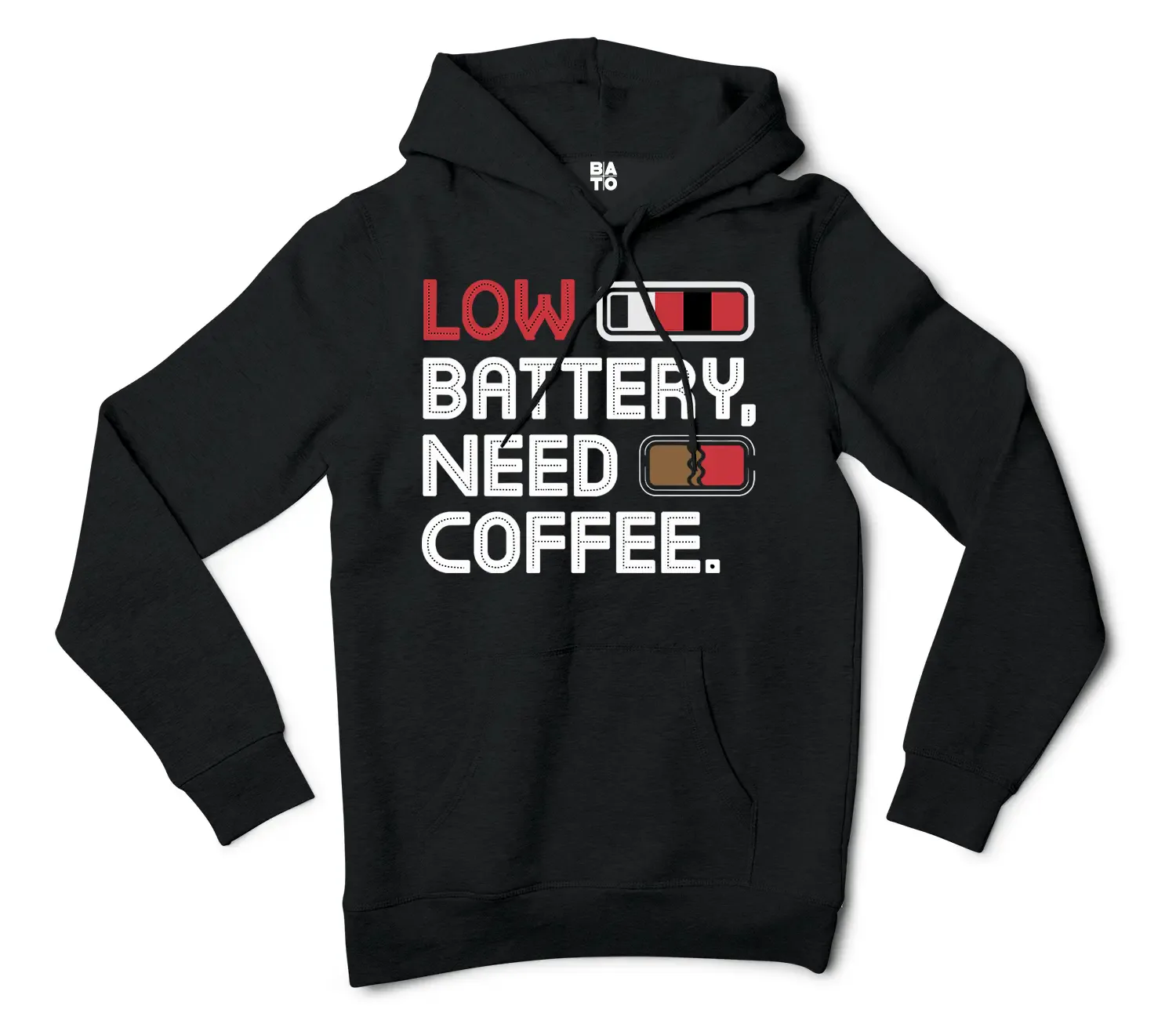 Low Battery, Need Coffee Men/Unisex Hoodie in Black Color
