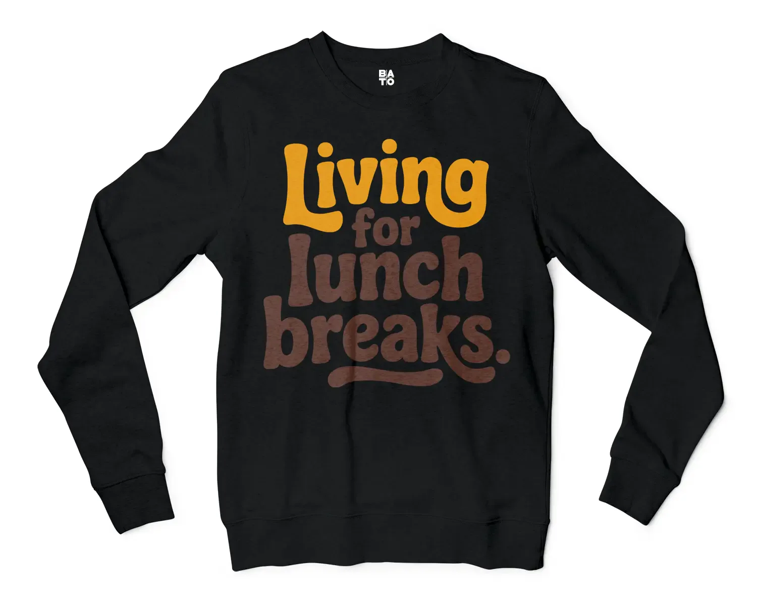 Living For Lunch Breaks Men/Unisex Long Sleeve T-Shirt in Black Color