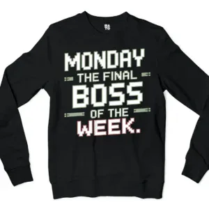 Monday, The Final Boss Of The Week Men/Unisex Long Sleeve T-Shirt in Black Color
