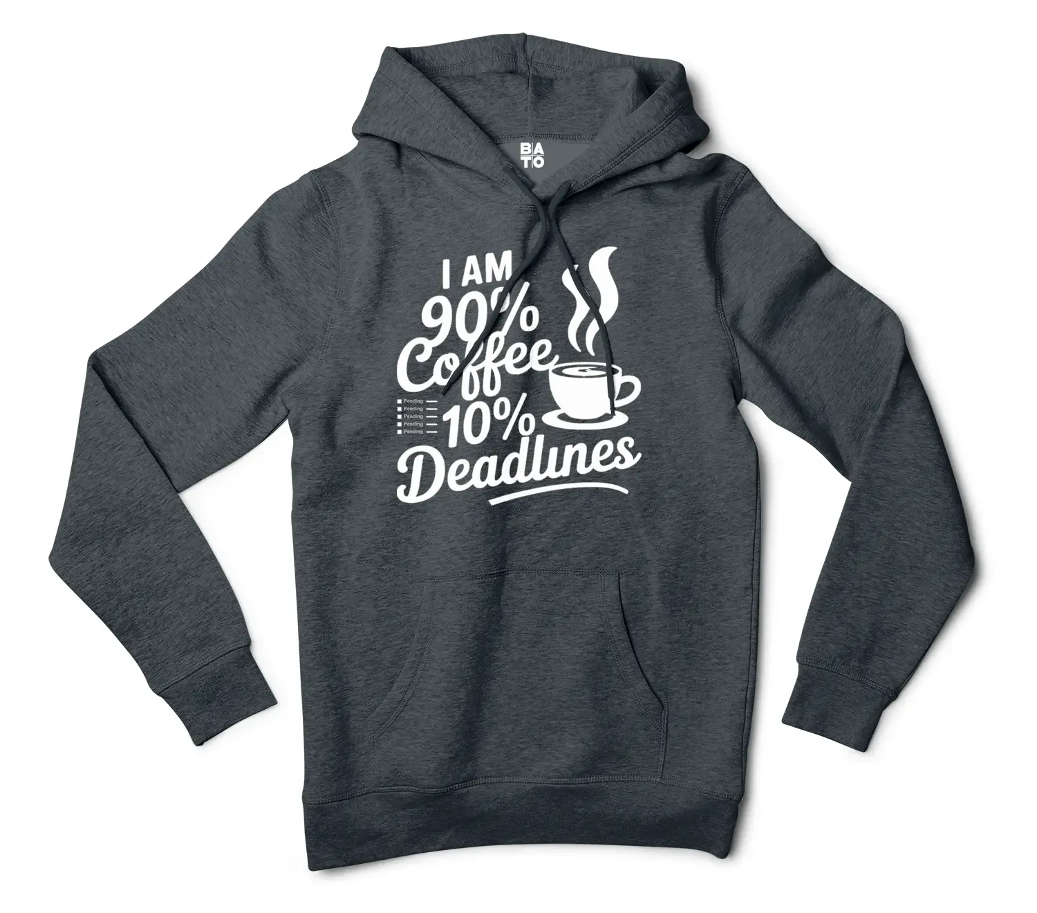 Iam 90 Percent Coffee 10 Percent Deadlines Men/Unisex Hoodie in Charcoal Heather Color