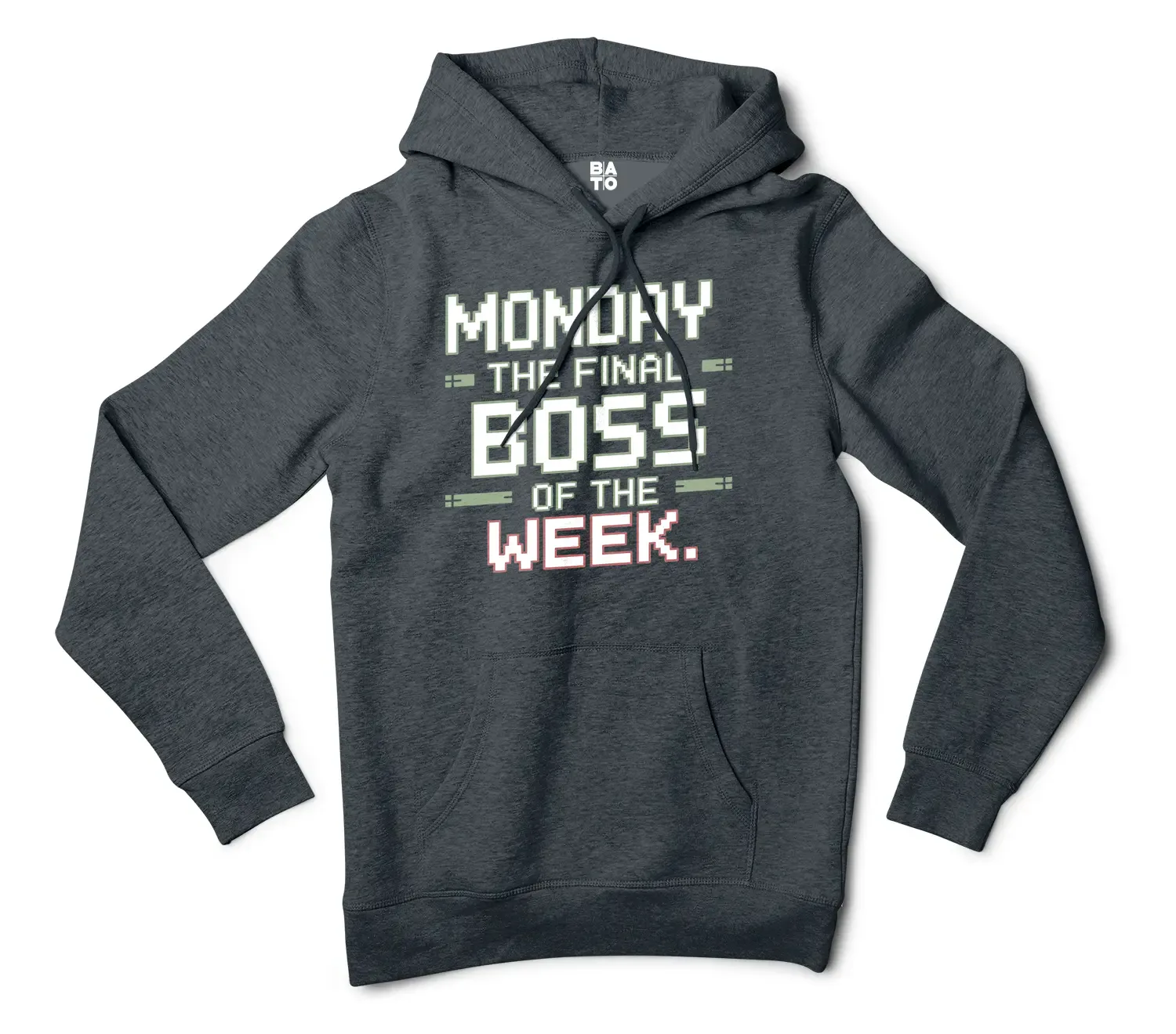 Monday, The Final Boss Of The Week Men/Unisex Hoodie in Charcoal Heather Color
