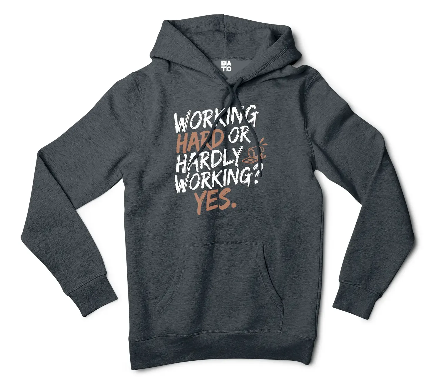 Working Hard Or Hardly Working, Yes Men/Unisex Hoodie in Charcoal Heather Color