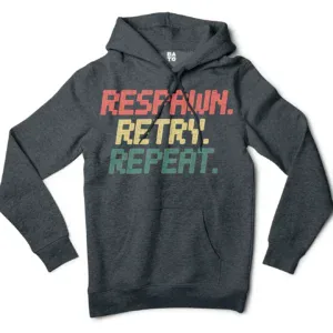 Respawn, Retry, Repeat Men/Unisex Hoodie in Charcoal Heather Color