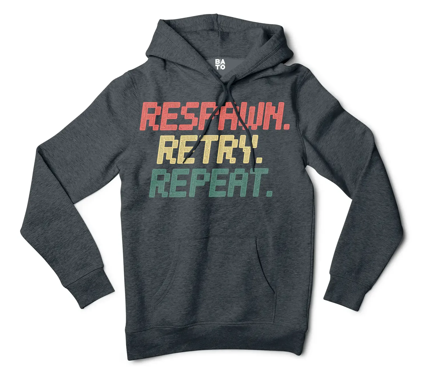 Respawn, Retry, Repeat Men/Unisex Hoodie in Charcoal Heather Color