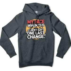 My Face When The Client Says One Last Change Men/Unisex Hoodie in Charcoal Heather Color