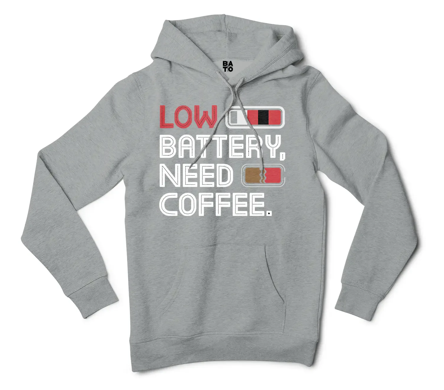 Low Battery, Need Coffee Men/Unisex Hoodie in Grey Heather Color