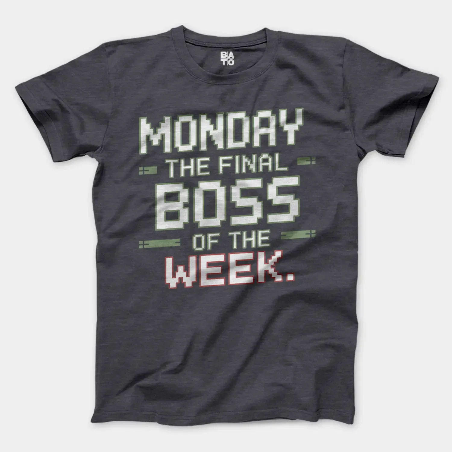 Monday, The Final Boss Of The Week Men/Unisex T-Shirt in Heather Dark Grey Color