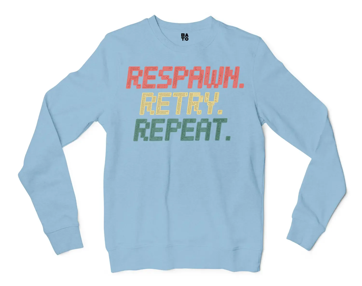 Respawn, Retry, Repeat Men/Unisex Long Sleeve T-Shirt in Light Blue Color