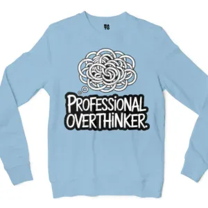 Professional Overthinker Men/Unisex Long Sleeve T-Shirt in Light Blue Color