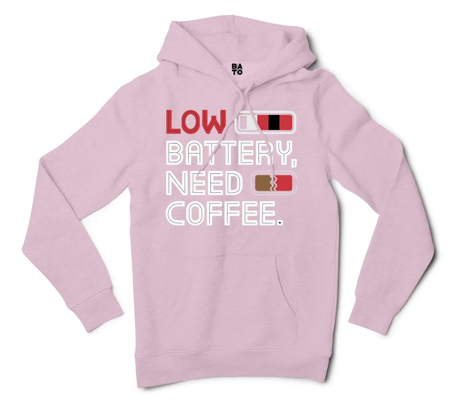 Low Battery, Need Coffee Men/Unisex Hoodie in Light Pink Color