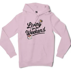 Living For The Weekend Men/Unisex Hoodie in Light Pink Color