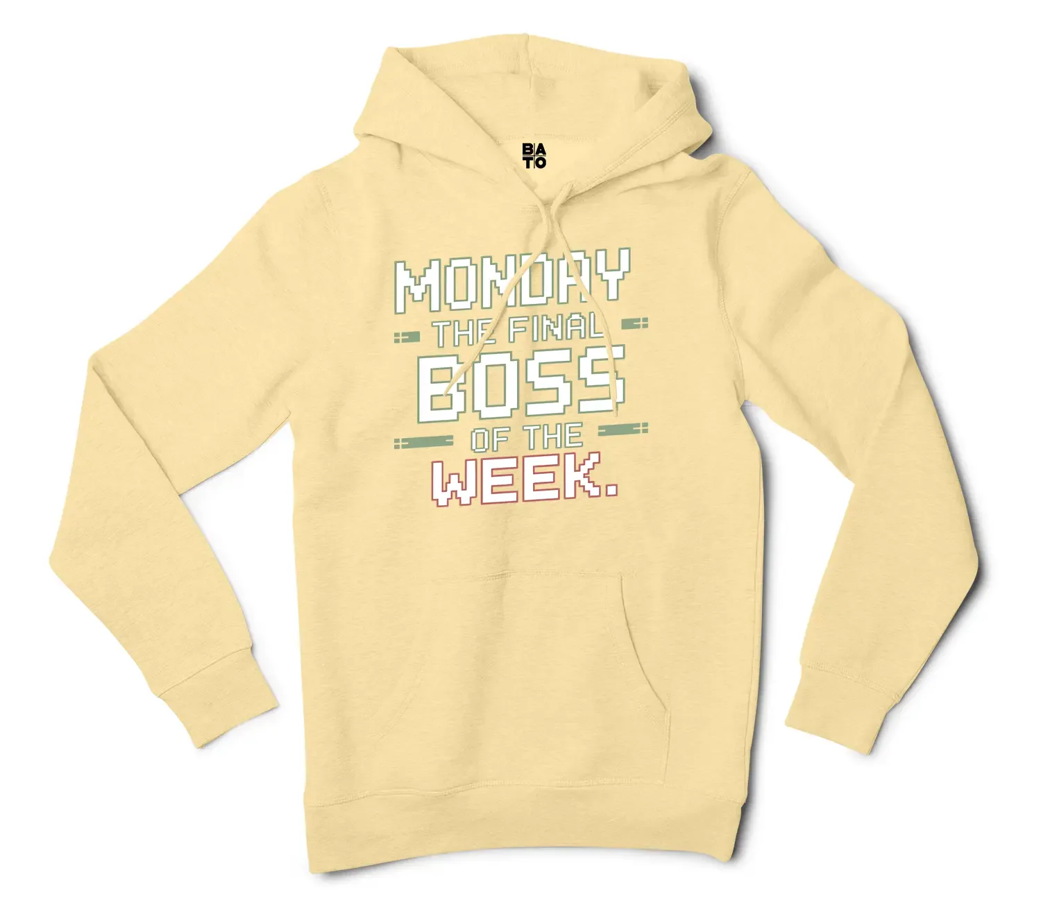 Monday, The Final Boss Of The Week Men/Unisex Hoodie in Light Yellow Color