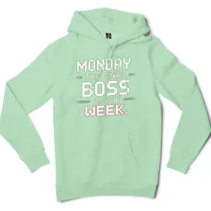 Monday, The Final Boss Of The Week Men/Unisex Hoodie in Mint Color