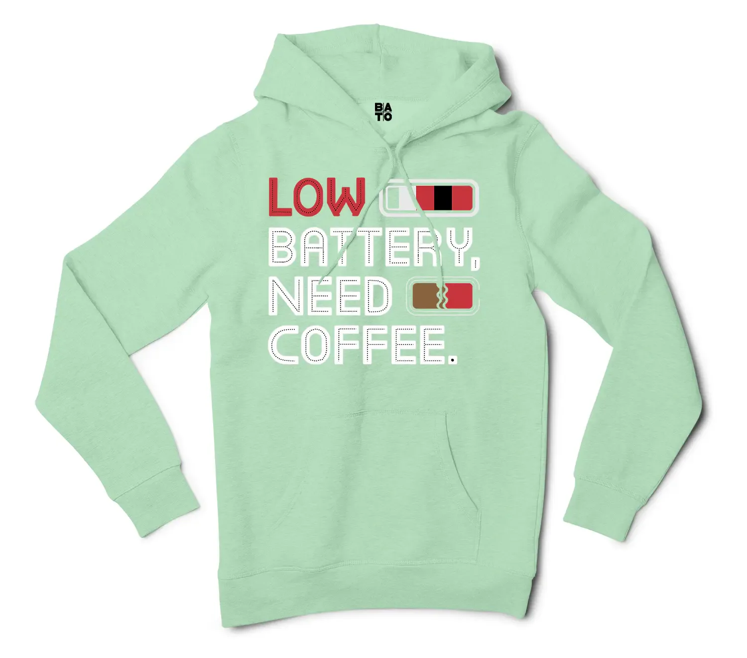 Low Battery, Need Coffee Men/Unisex Hoodie in Mint Color