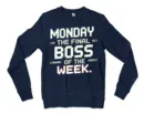 Monday, The Final Boss Of The Week Men/Unisex Long Sleeve T-Shirt in Navy Color