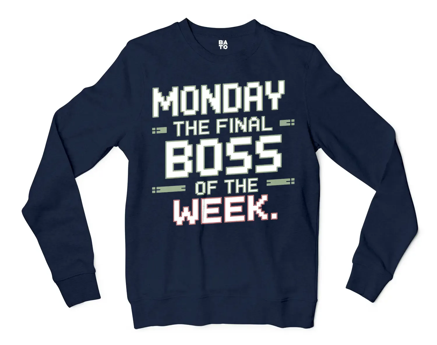 Monday, The Final Boss Of The Week Men/Unisex Long Sleeve T-Shirt in Navy Color