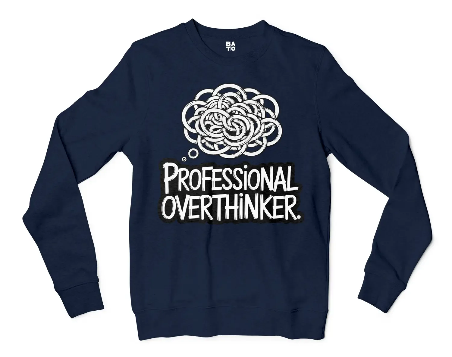 Professional Overthinker Men/Unisex Long Sleeve Sweatshirt in Navy Color
