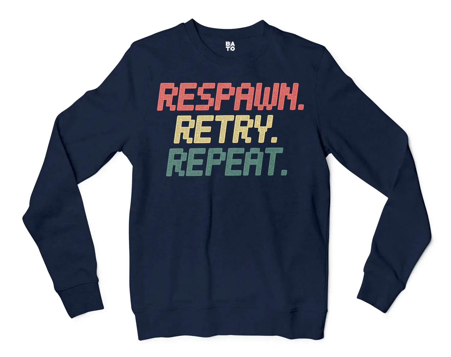 Respawn, Retry, Repeat Men/Unisex Long Sleeve T-Shirt in Navy Color
