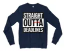 Straight Outta Deadlines Men/Unisex Long Sleeve T-Shirt in Navy Color