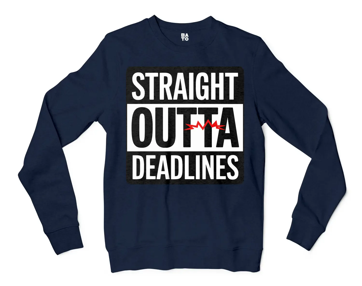 Straight Outta Deadlines Men/Unisex Long Sleeve T-Shirt in Navy Color