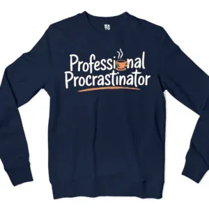 Professional Procrastinator Men/Unisex Long Sleeve T-Shirt in Navy Color