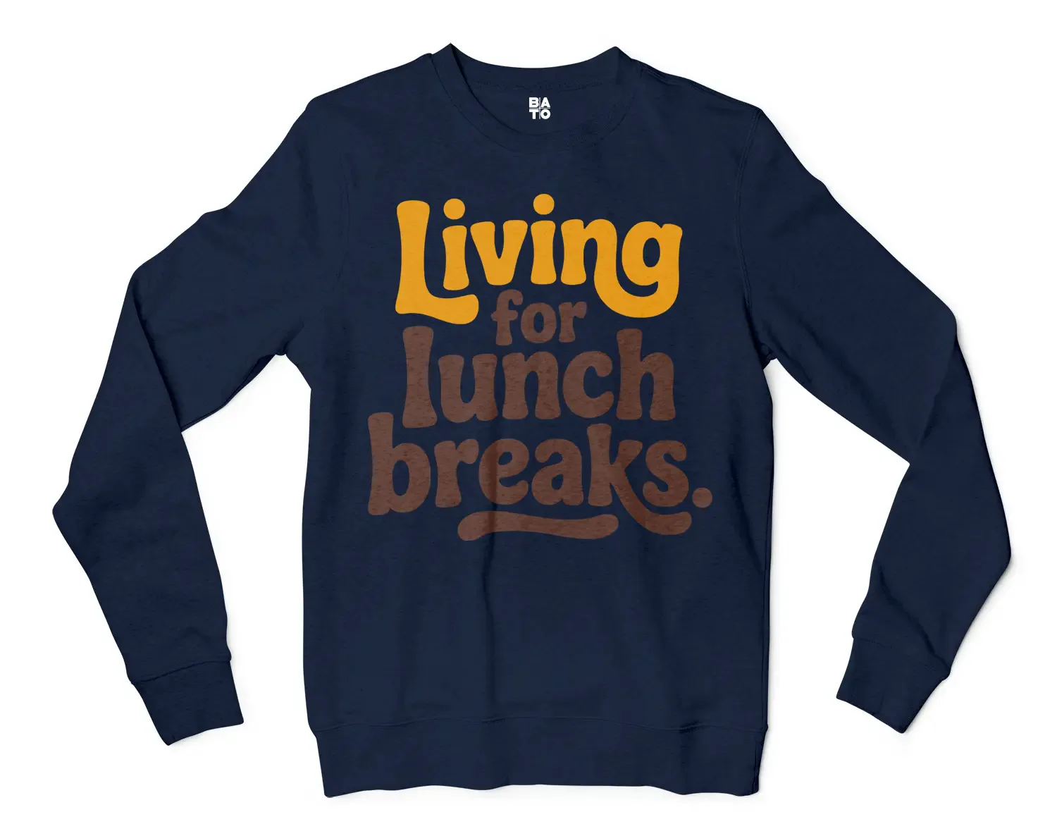 Living For Lunch Breaks Men/Unisex Long Sleeve T-Shirt in Navy Color