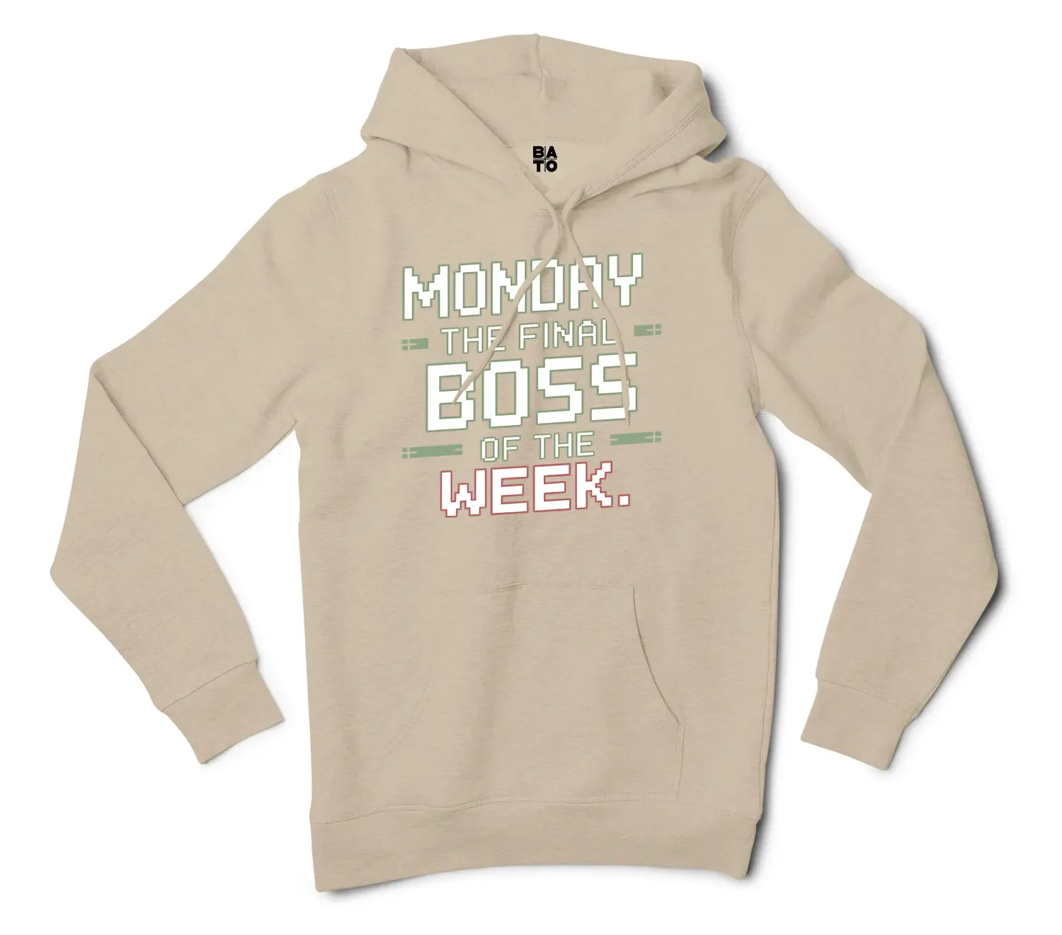 Monday, The Final Boss Of The Week Men/Unisex Hoodie in Sandstone Color