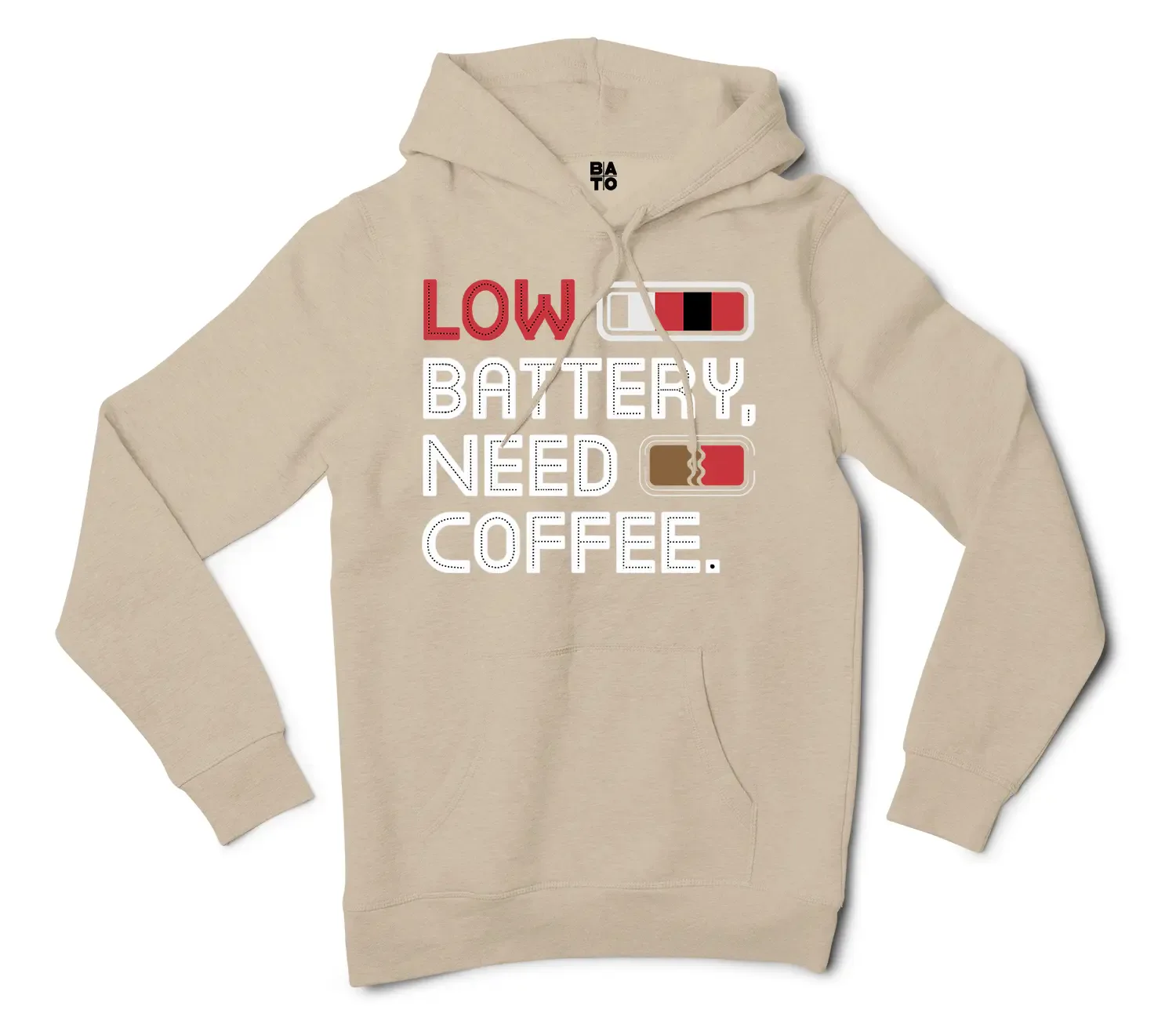 Low Battery, Need Coffee Men/Unisex Hoodie in Sandstone Color