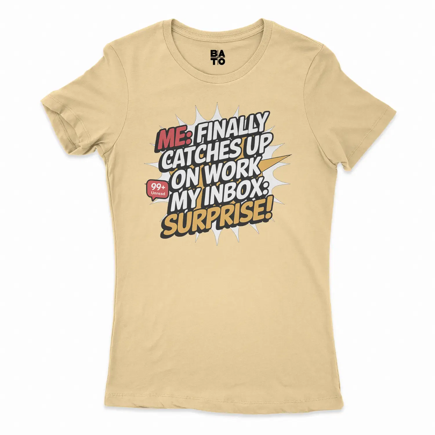 My Inbox Surpises Women's T-Shirt in Solid Banana Cream Color