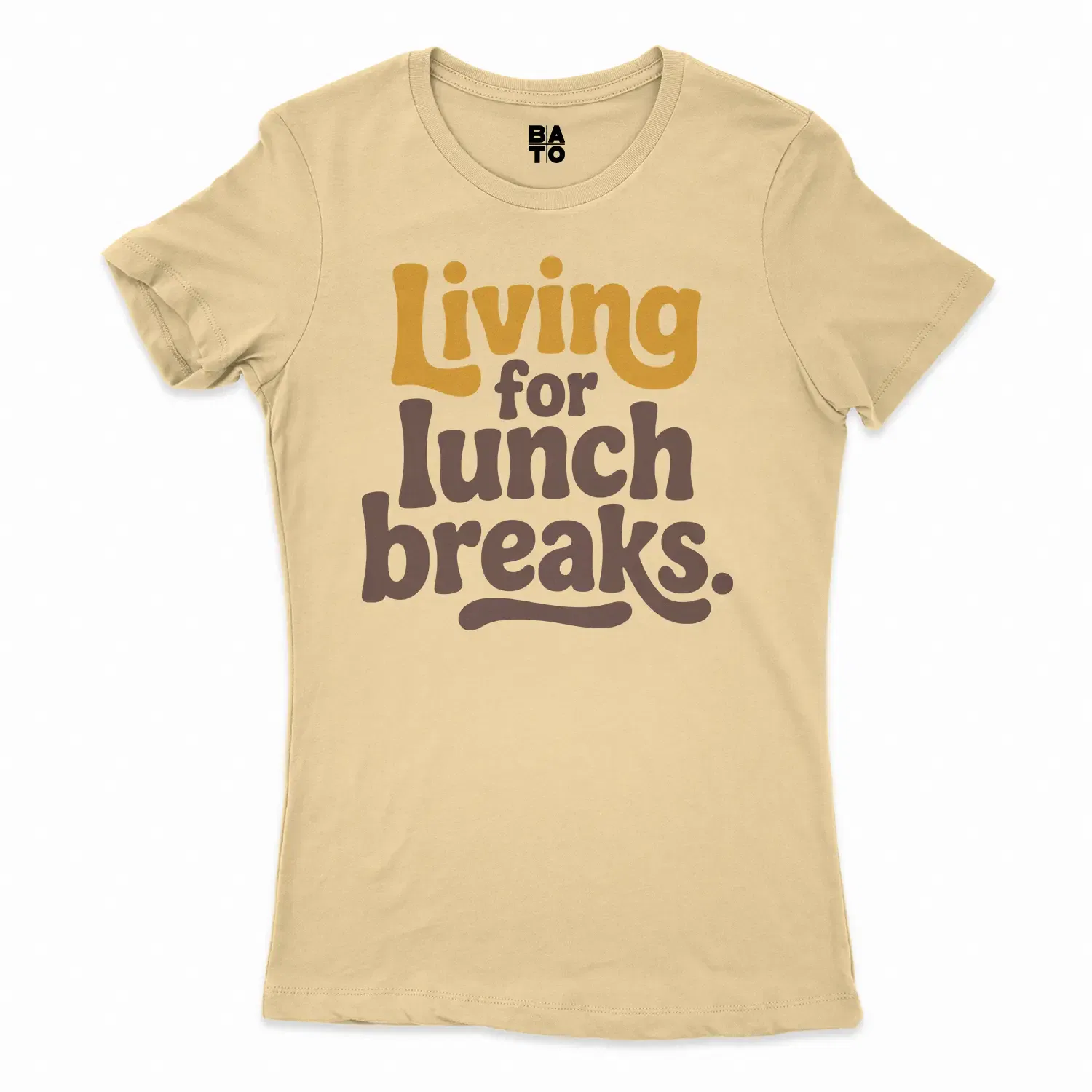 Living For Lunch Breaks Women's T-Shirt in Solid Banana Cream Color