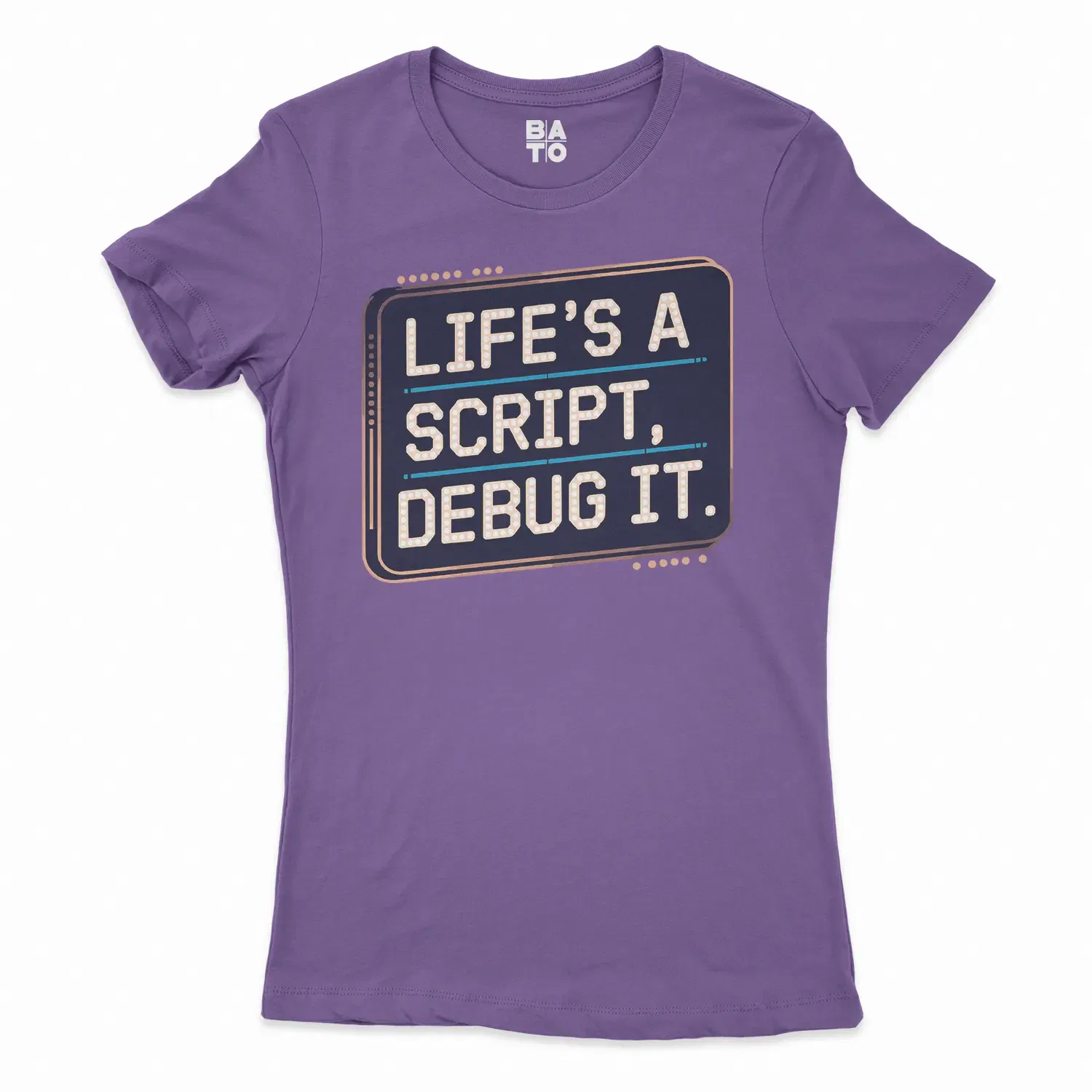 Lifes A Script Debug It Women's T-Shirt in Solid Purple Rush Color