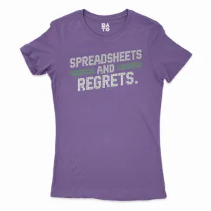 Spreadsheets And Regrets Women's T-Shirt in Solid Purple Rush Color