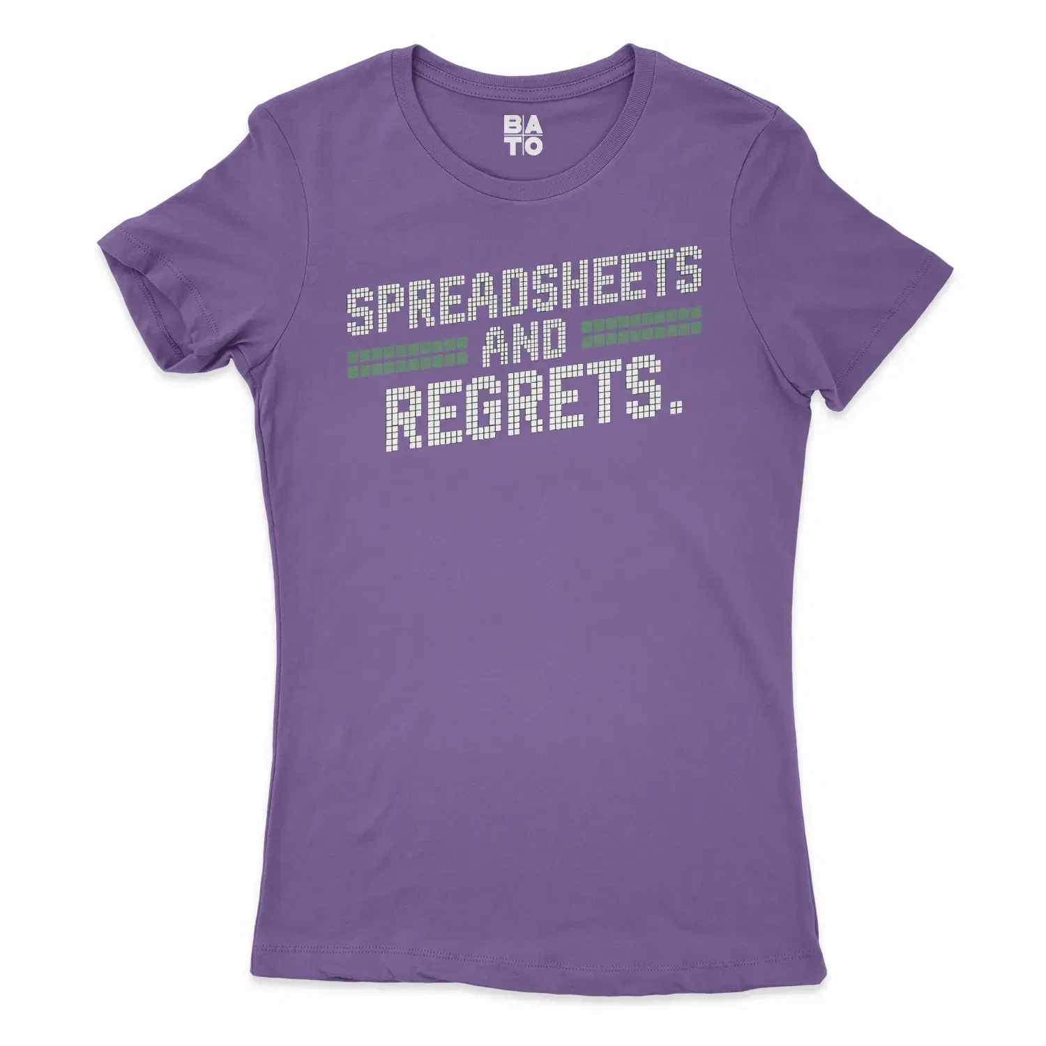 Spreadsheets And Regrets Women's T-Shirt in Solid Purple Rush Color