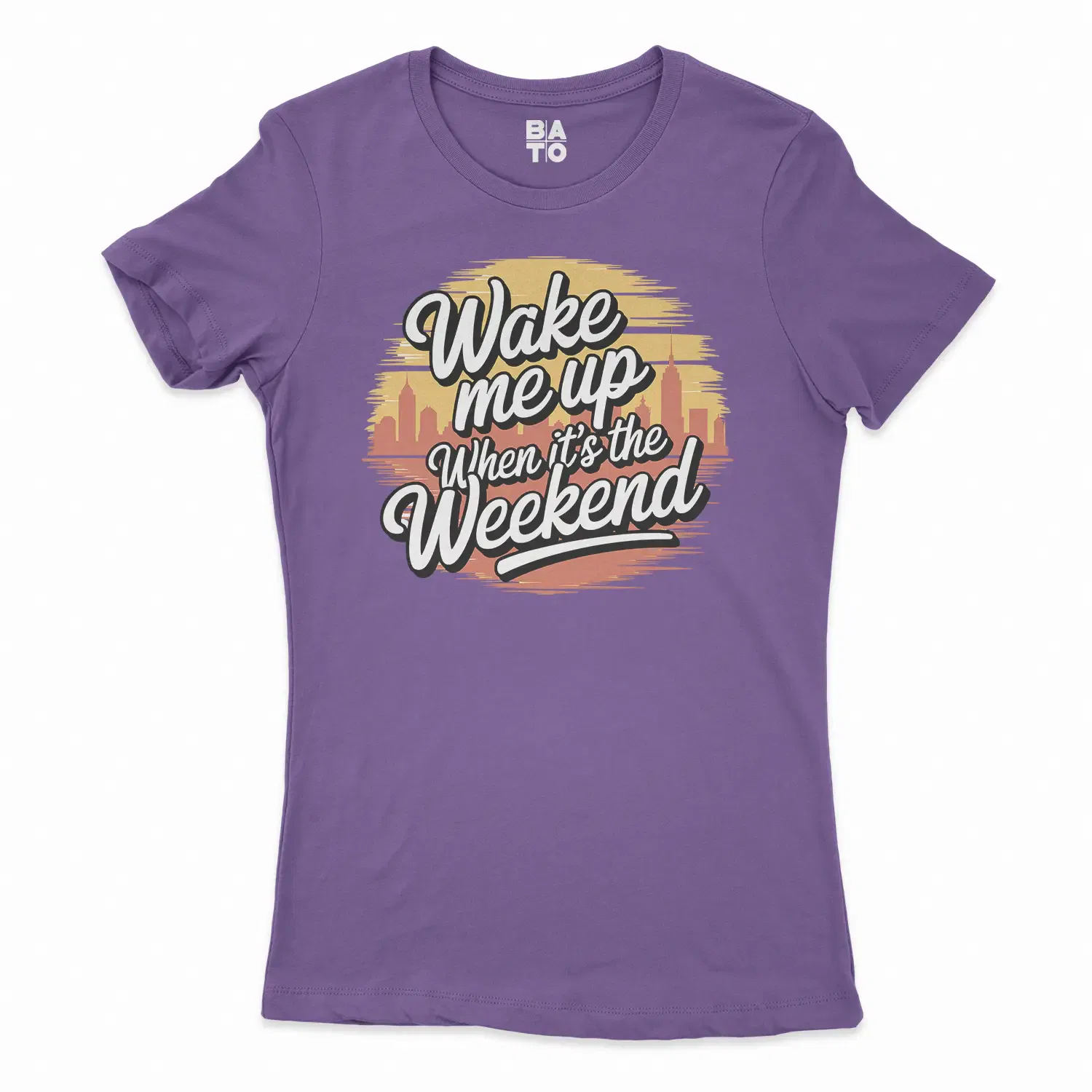 Wake Me Up When Its The Weekend Women's T-Shirt in Solid Purple Rush Color