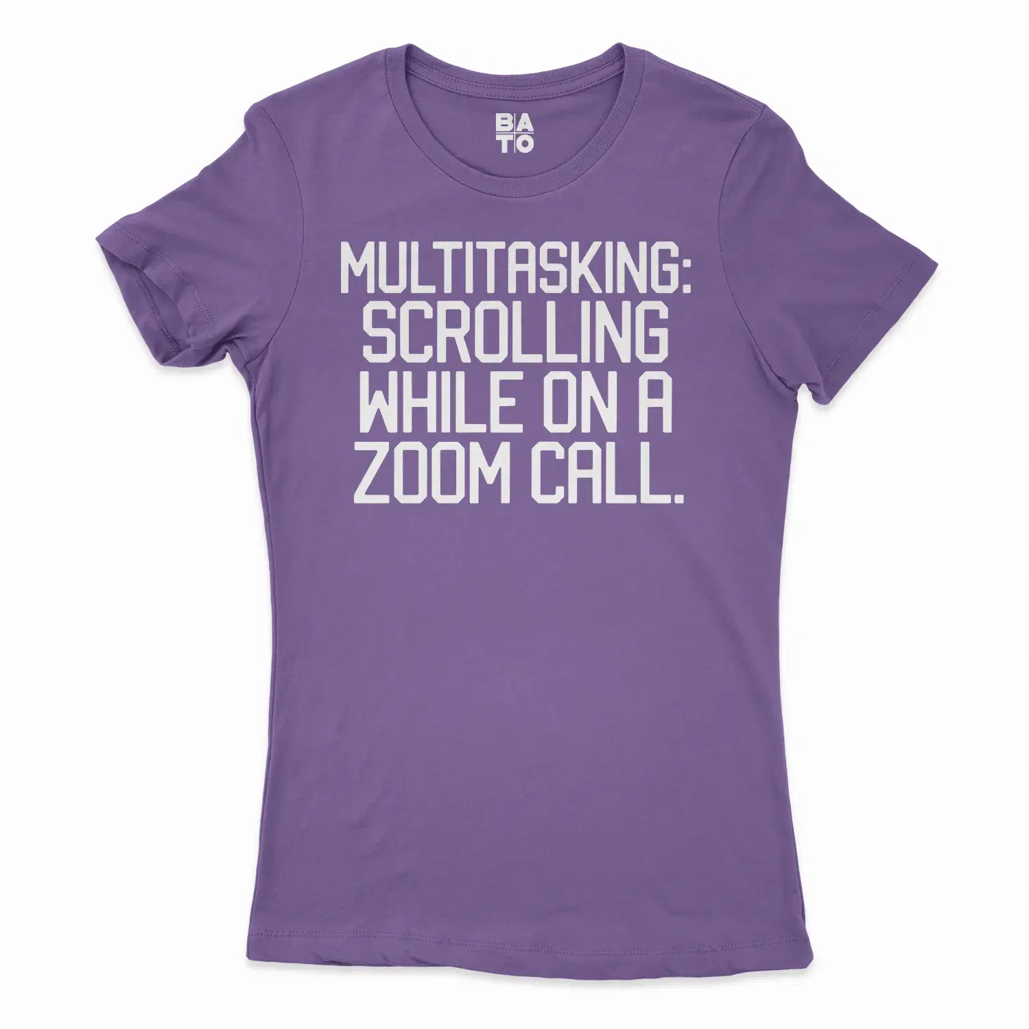 Multitasking Scrolling While On A Zoom Call Women's T-Shirt in Solid Purple Rush Color