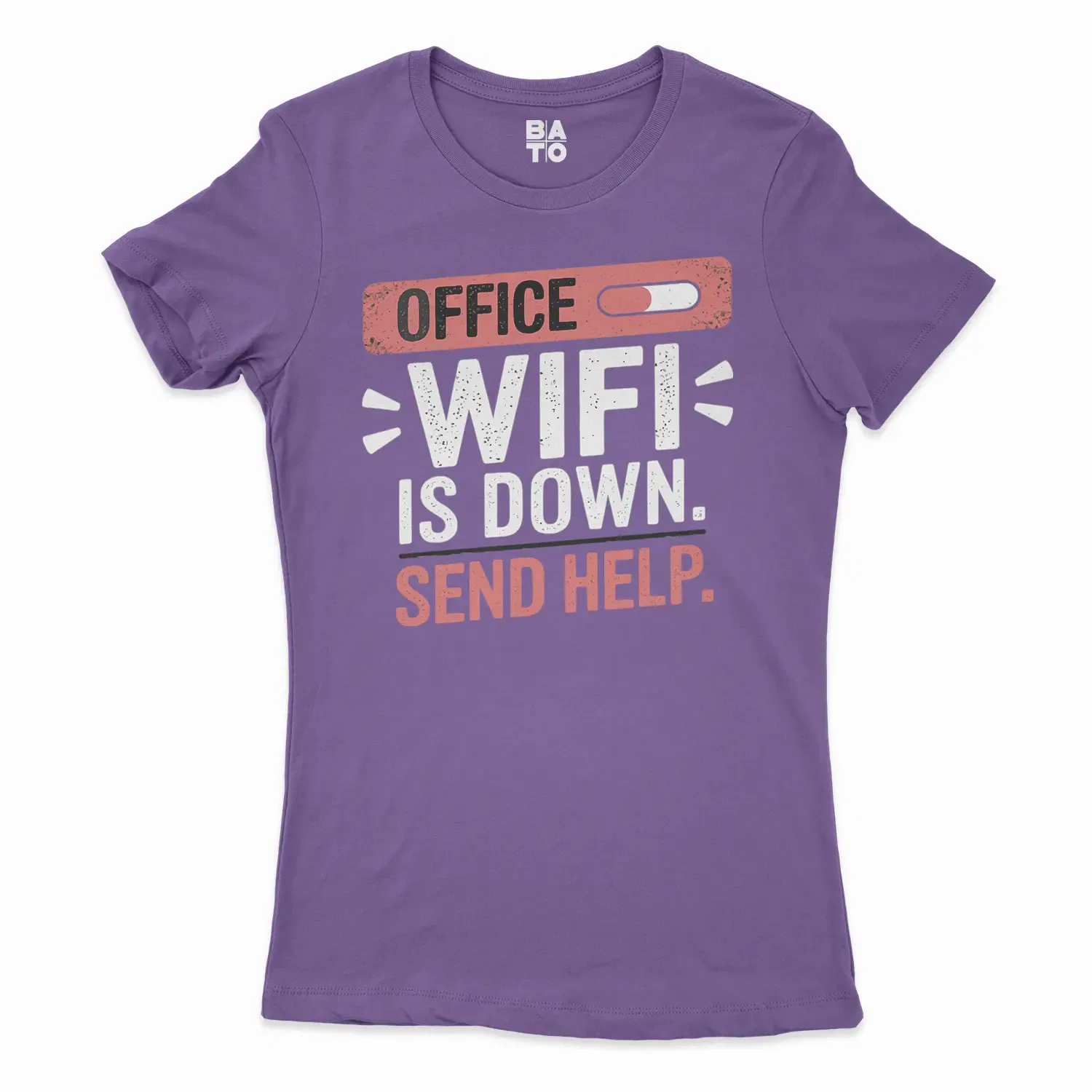 Office Wifi Is Down, Send Help Women's T-Shirt in Solid Purple Rush Color