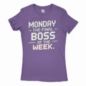 Monday, The Final Boss Of The Week Women's T-Shirt in Solid Purple Rush Color