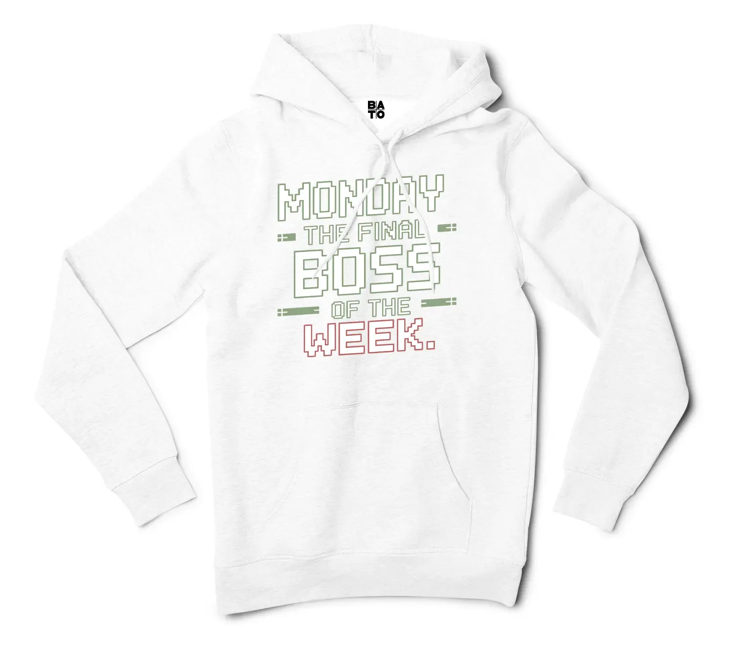 Monday, The Final Boss Of The Week Men/Unisex Hoodie in White Color