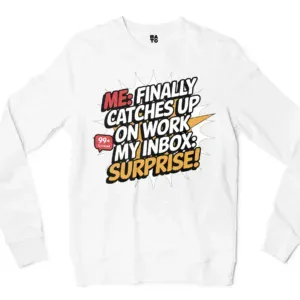 My Inbox Surpises Men/Unisex Long Sleeve T-Shirt in White Color