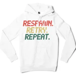 Respawn, Retry, Repeat Men/Unisex Hoodie in White Color