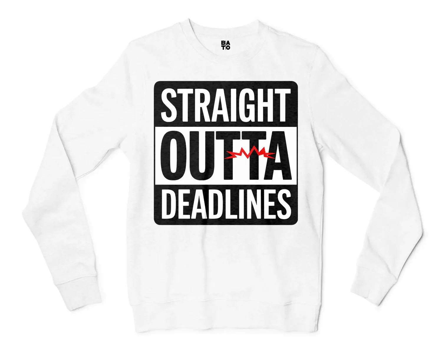 Straight Outta Deadlines Men/Unisex Long Sleeve T-Shirt in White Color