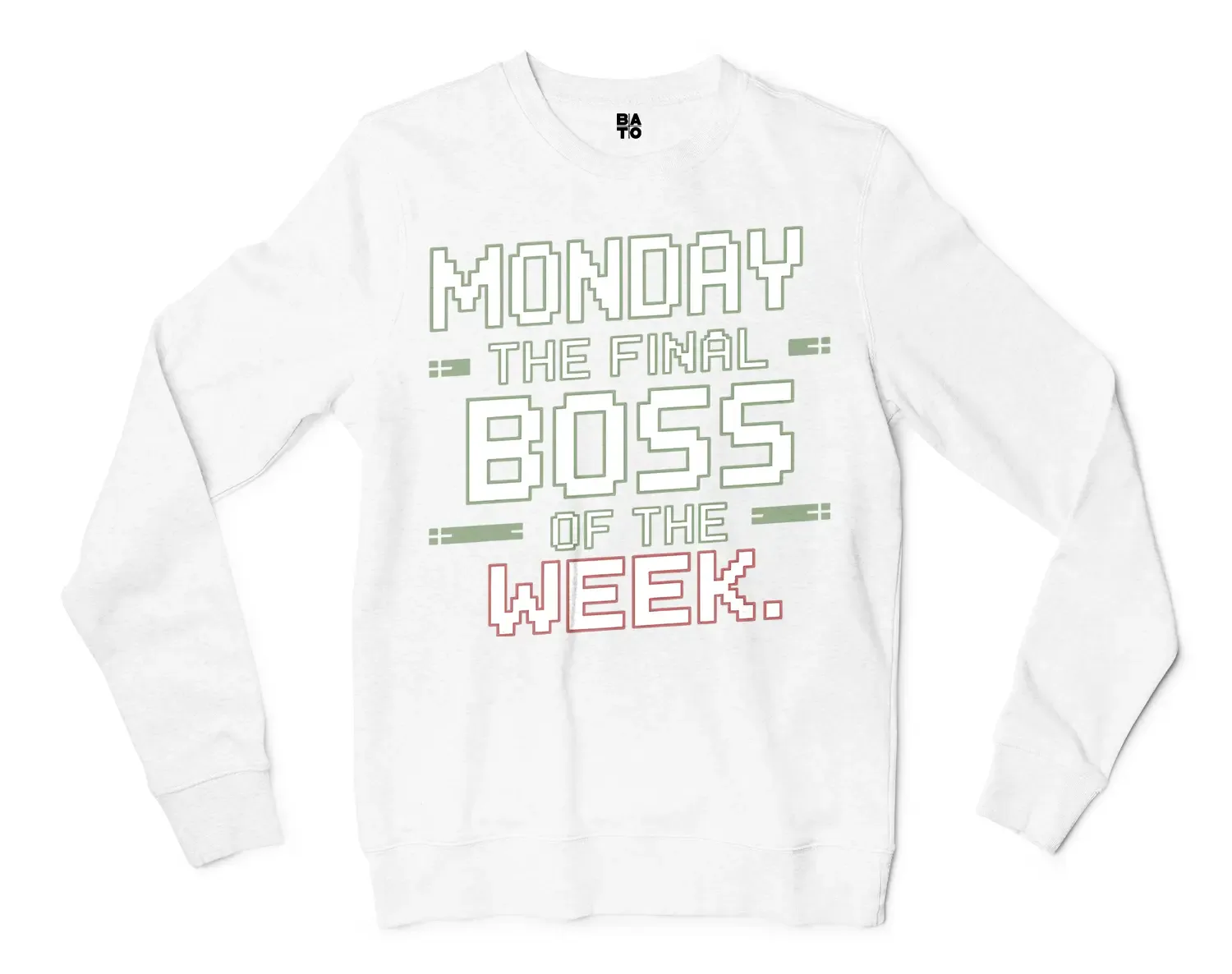 Monday, The Final Boss Of The Week Men/Unisex Long Sleeve T-Shirt in White Color